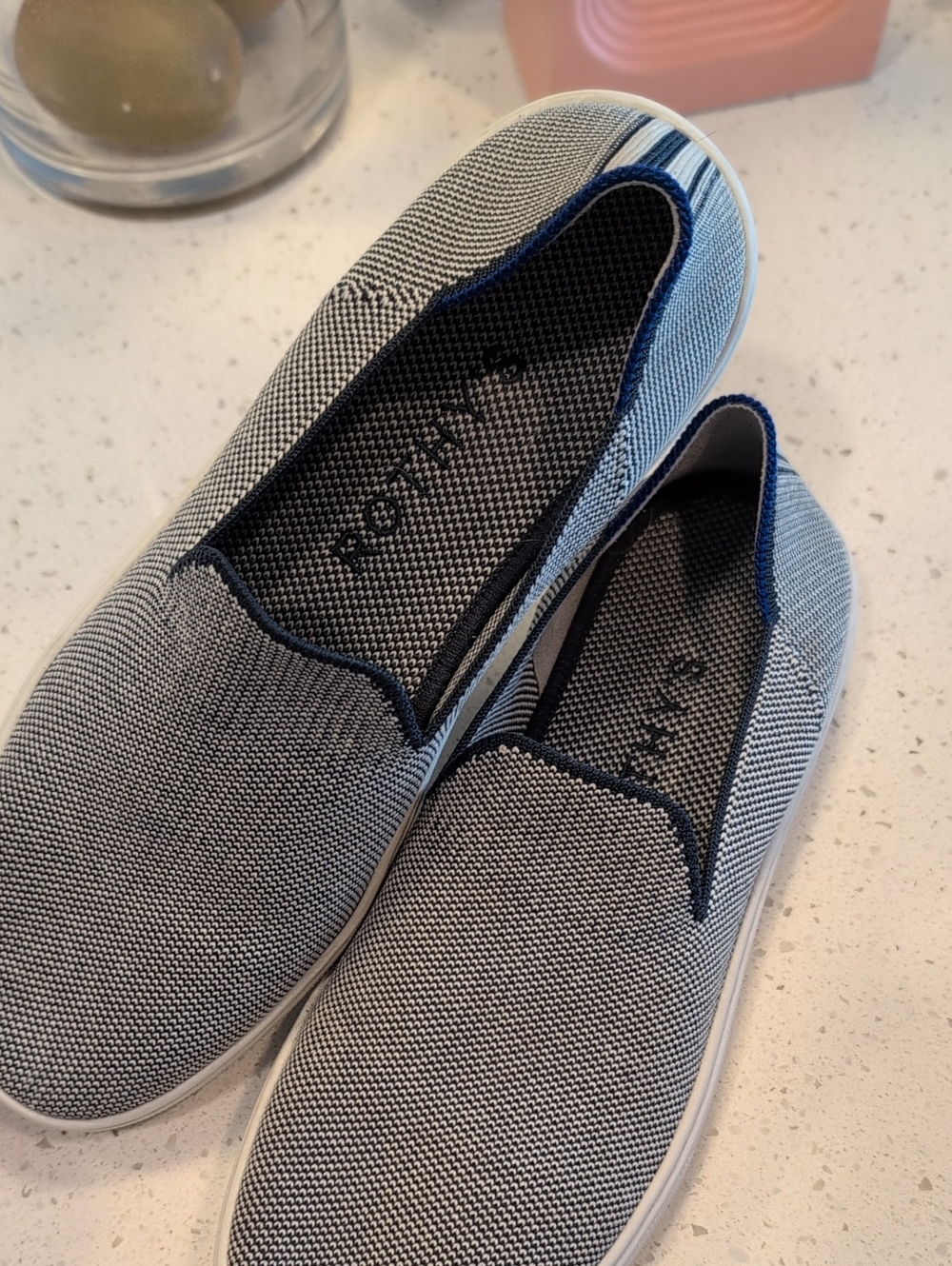 Women's Slip-On Knit Casual Shoes in Navy/Gray